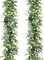Artificial Eucalyptus Garland with White Flowers, Faux Plant Hanging Eucalyptus Leaves Artificial Vines Greenery Garland for Wedding Backdrop Arch Wall Table Runner Decor (2PCS)